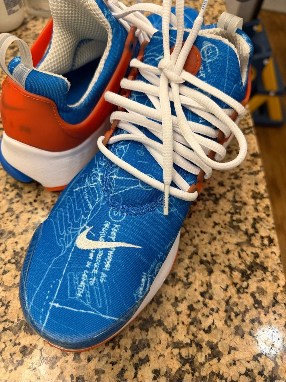 Nike Kids Blue and Orange Athletic Sneakers with White Laces